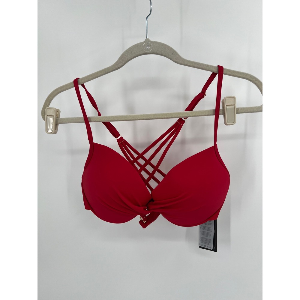 Relleciga Red Twist Front Underwire Cage Back Bikini Top RU3100-101 XL NWT